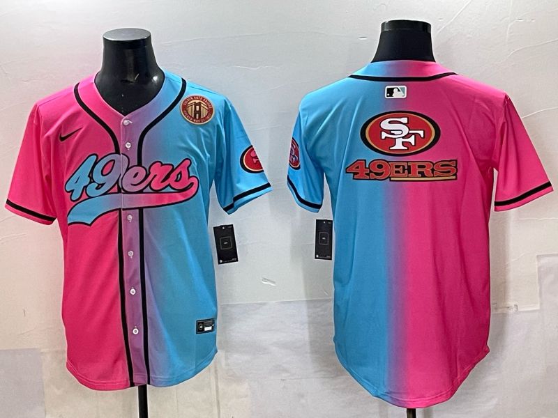 Men 2025 San Francisco 49ers Blank Blue pink Nike Limited NFL Jersey style 014->san francisco 49ers->NFL Jersey